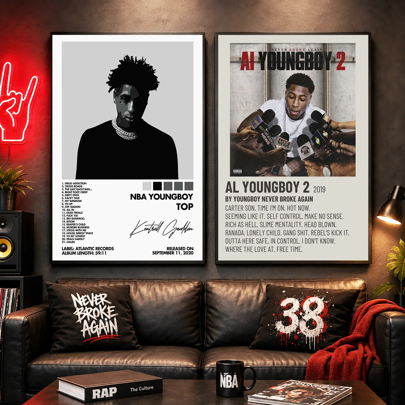 NBA YoungBoy Canvas Wall Art Poster, Until I Return Album Cover Artwork, Rapper Music Poster, Hip Hop Room Decor, Modern Black Red Wall Art for Bedroom, Studio, Man Cave, Gift for Rap Fans
