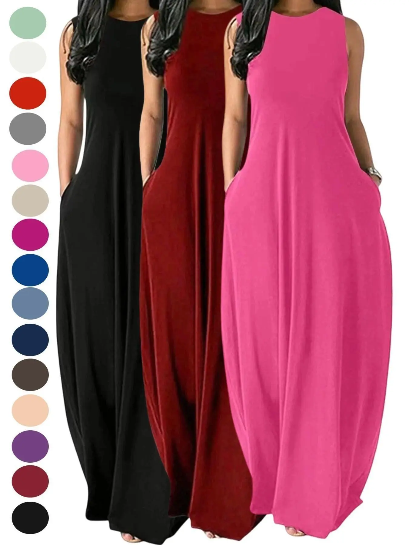 Women's Casual Solid Sleeveless Maxi Dress, Fitted Design for Comfortable Wear, Perfect for Everyday, Stylish and Versatile