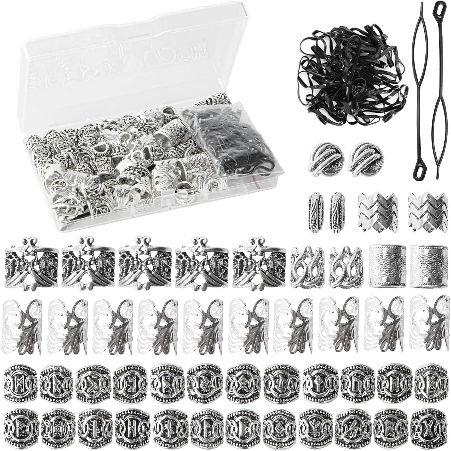 81 count  Hair Beads & Beard Ornaments Set -  Hair  and Dreadlock Accessories, Loc  for Women, Braid Accessories, Beard Beads for Men, Braids, ,   Enthusiasts