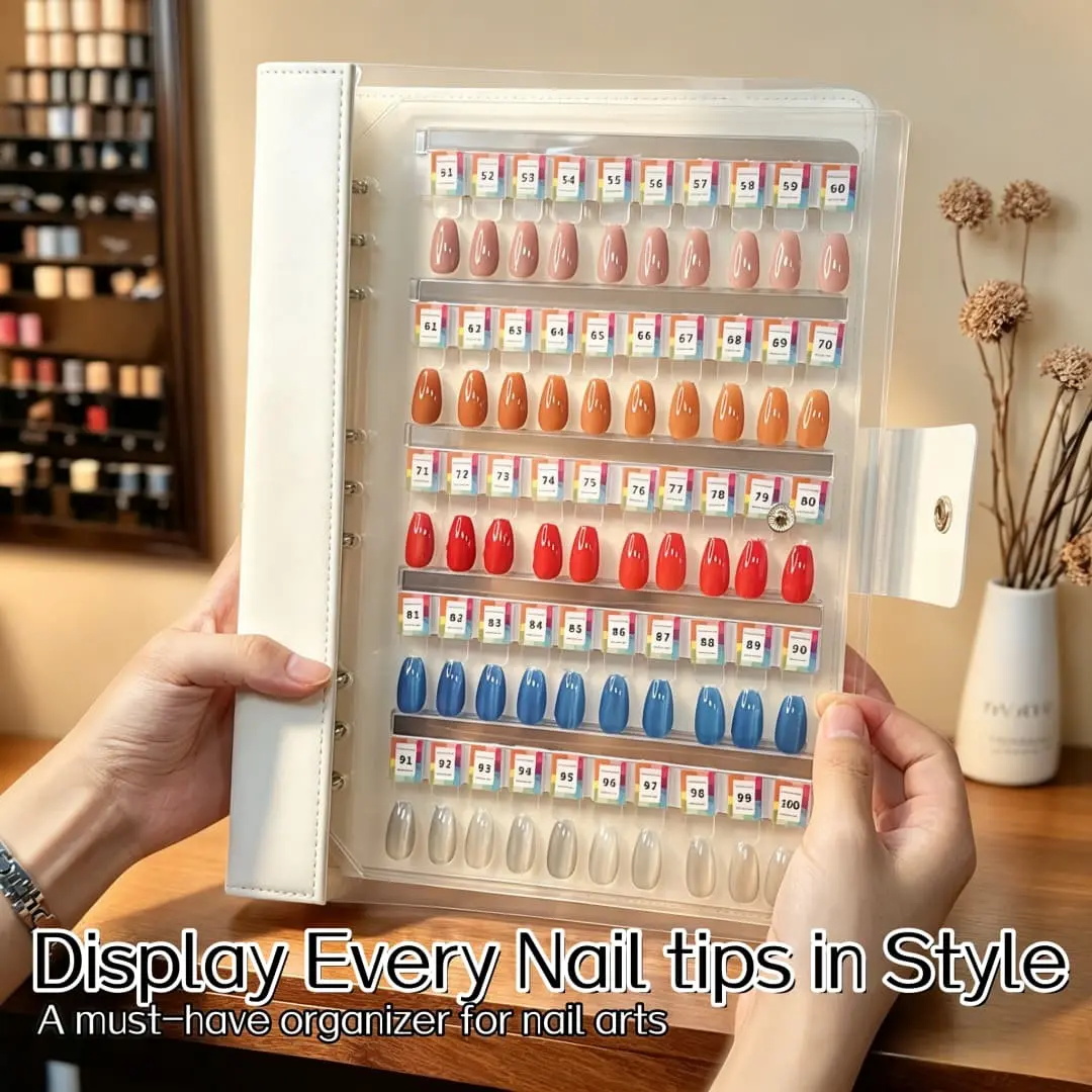 1 set of 180/240 Colors Magnetic Nail Polish Color Chart, Detachable Transparent Nail Sample Book, Includes 180/240 Magnetic Tips  with Number Stickers, Gel Color Swatch Book, Color Sample Binder Album, Nail Color Comparison