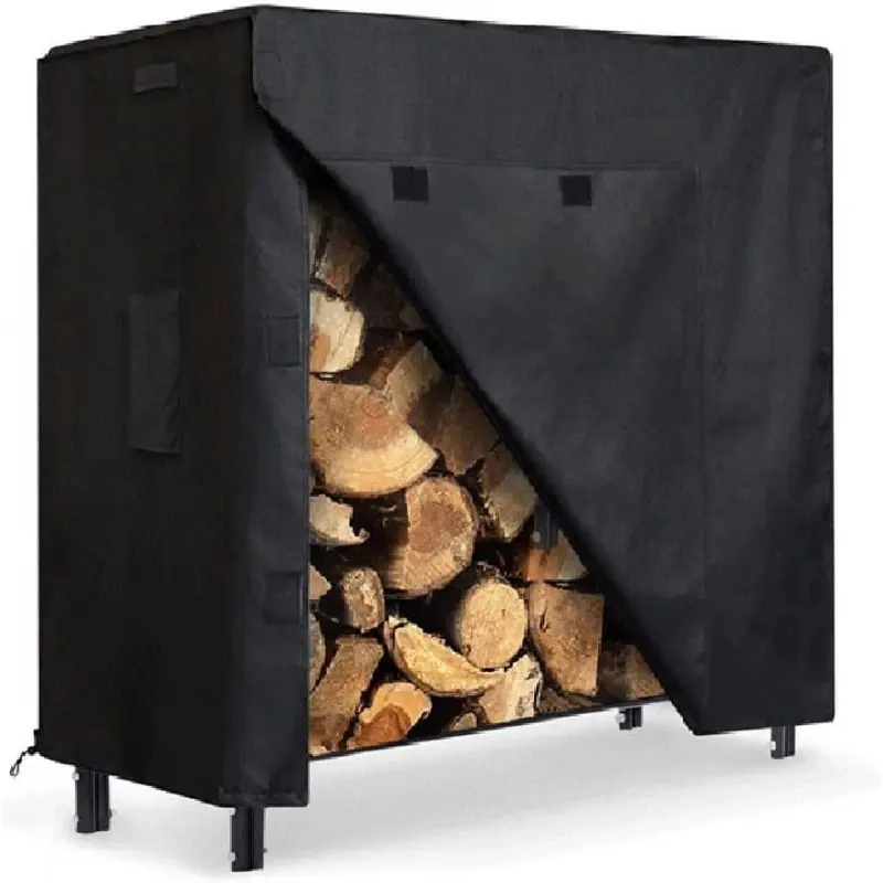 210D Oxford Fabric Firewood Rack Cover, PVC Coated Waterproof Tarp, Breathable with Handles, Outdoor Firewood Storage Protector - Snowproof, Dustproof, UV Resistant