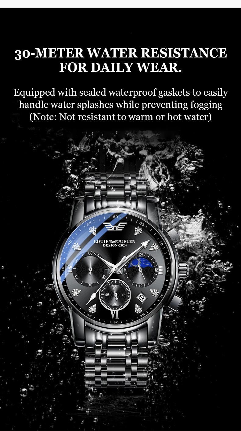 LOUIEJUELEN Elegance Men's Watch Swiss Precision 40mm Alloy Case Sapphire Crystal Stainless Steel Water-Resistant Shockproof Luminous Dial for Business Social Events