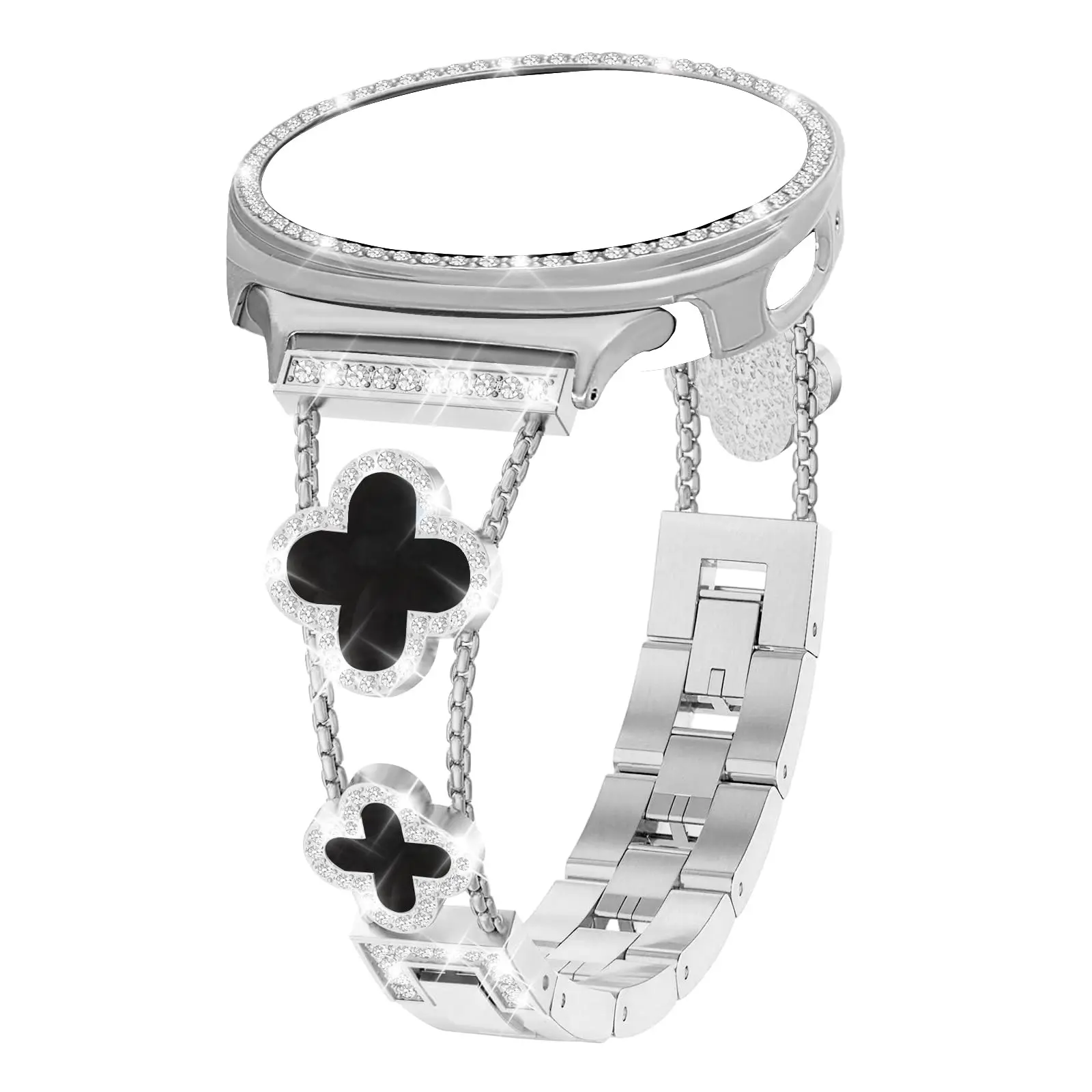 Bling Band with Case Compatible for Samsung Galaxy Watch 8 40mm 44mm, Women Diamond Butterfly Metal Bracelet Rhinestone Strap with Protector Case