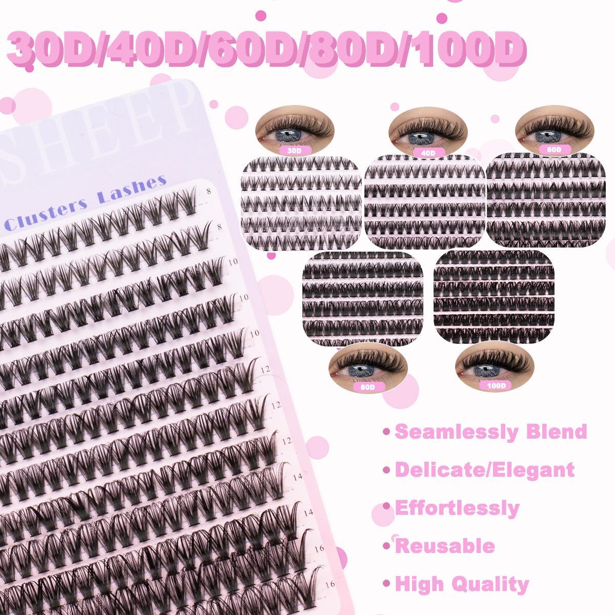 Mixed Length False Eyelashes Kit, 1 Set Natural-Look Eyelash Extensions, DIY Lash Kit, Eye Makeup Accessories for Women & Girls, Cosmetic #GLOBAL PICKS