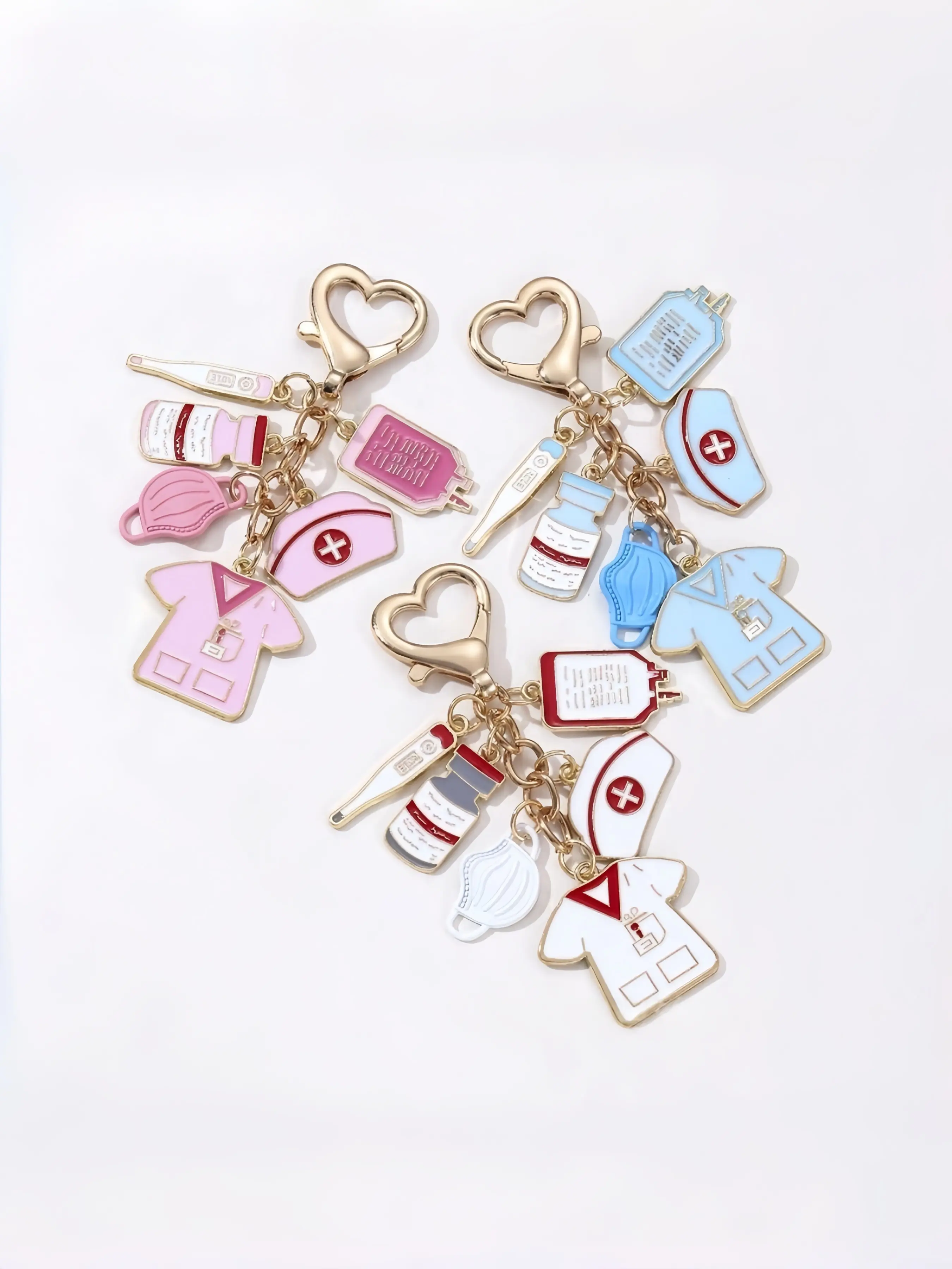 3pcs Alloy Nurse Doctor Pendant, Keychain Charm, Women's Decorative Clip, International Nurses Day Gift, Classic Style, Couples Pendant