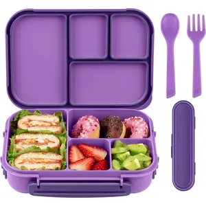 Lunch Box ,Bento Box Adult,Leakproof Lunch Containers for Adults//,1200ML-4 Compartments bento Lunch box with Utensil,Microwave & Dishwasher & Freezer Safe ()