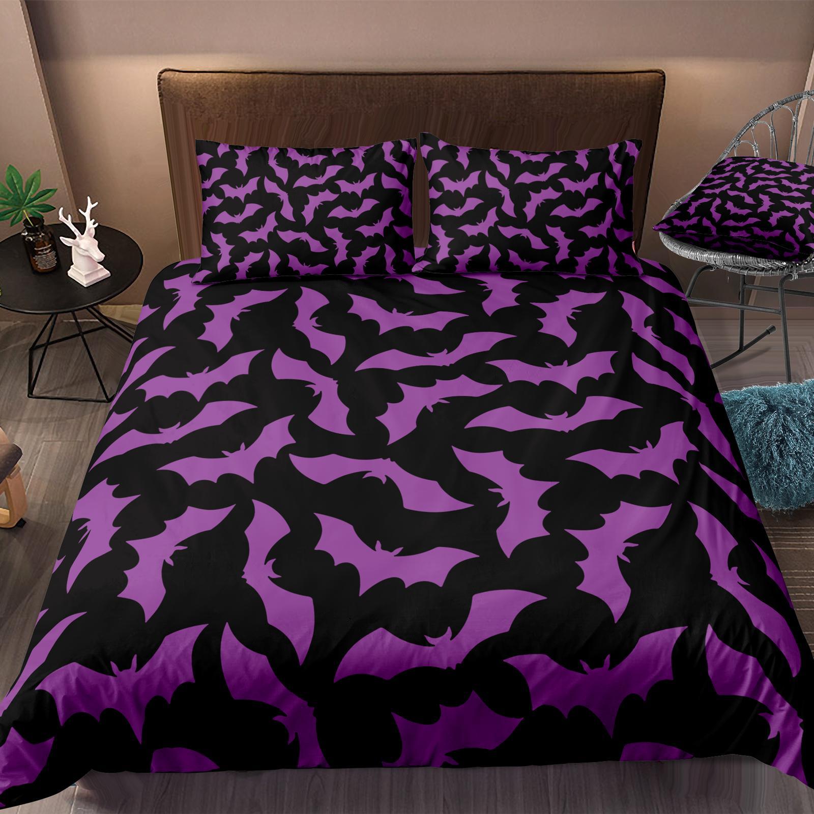 Bat Pattern Bedding Set, Including 1 Count Quilt Cover & 2 Counts Pillowcase without Filler, Soft Comfortable Bedding Set for Home Bedroom, Modern Bedding Set