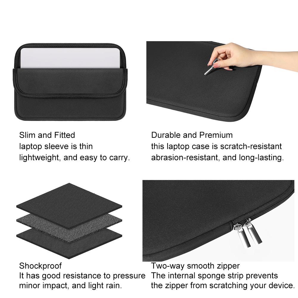 Solid Color Laptop Sleeve Case, Resistant Notebook Computer Pocket Case, Tablet Briefcase Carrying Bag Compatible with Tech Accessories, Durability