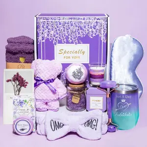 Day Gifts for Mom Birthday Gifts for Gift Basket for Her Purple Lavender Relaxing Gift Set Self Care Package Female Gift Ideas for Mother Female