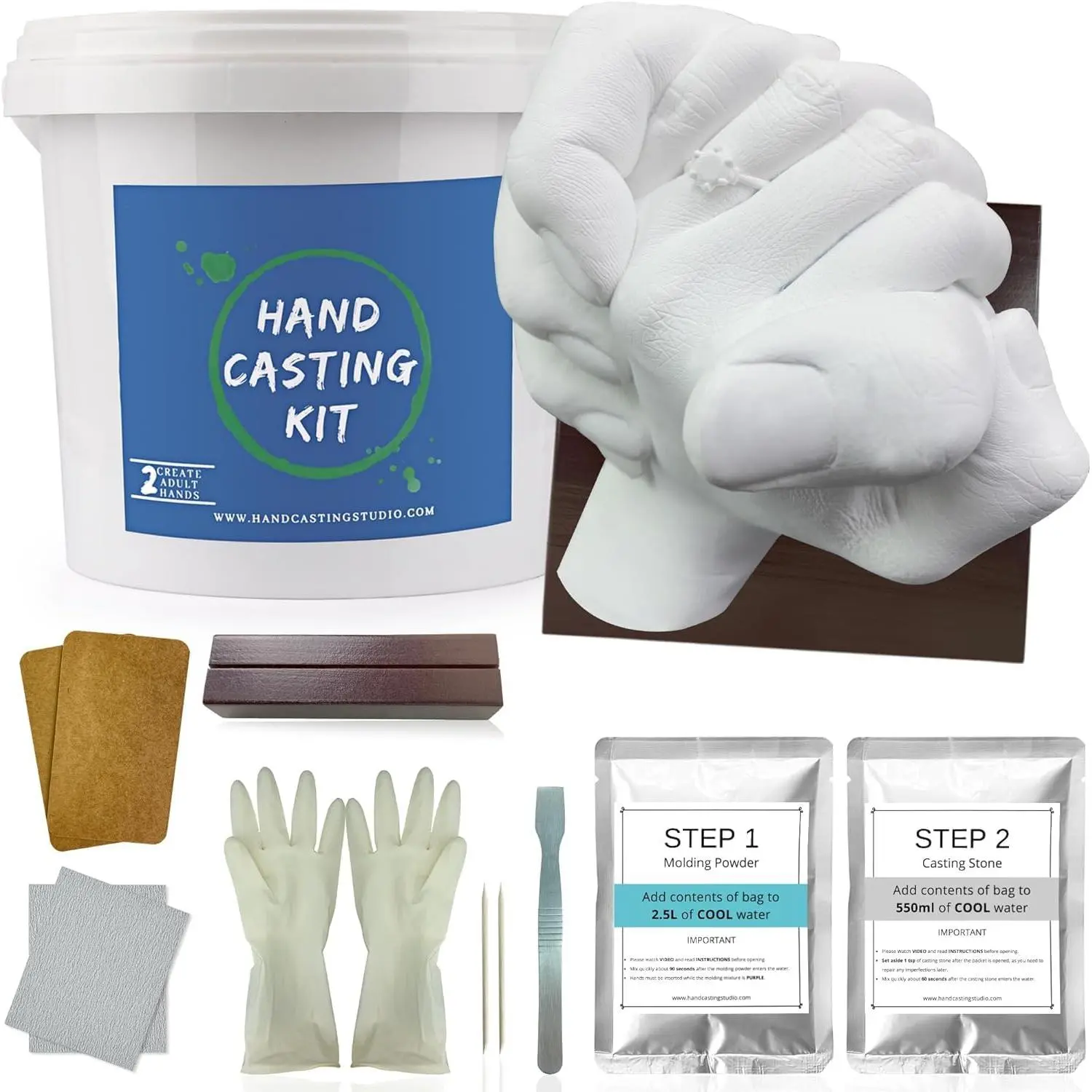 Hand Casting Kit Couples |  Hand Mold kit Couples for Holiday Activities, with Base & Card Stand Molding Kits for Adults, Wedding, , Plaster Hand Mold Casting Kit