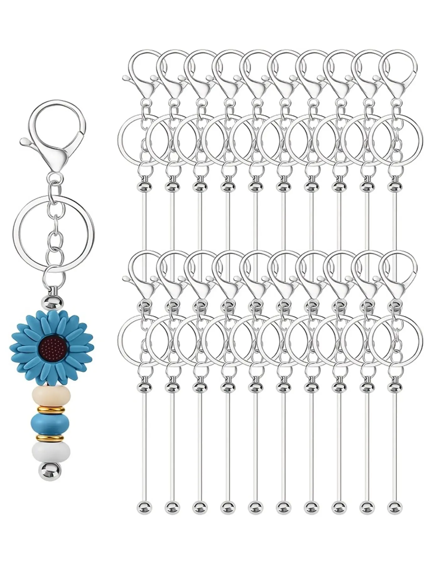 21pcs men's keychain, keychain DIY keychain pendant making material, blank metal bead keychain, keychain DIY accessories, bead keychain strips in bulk, used for handmade blank keychain DIY gifts, Metal Keychains, Beaded keychain, Key Rings For Crafts