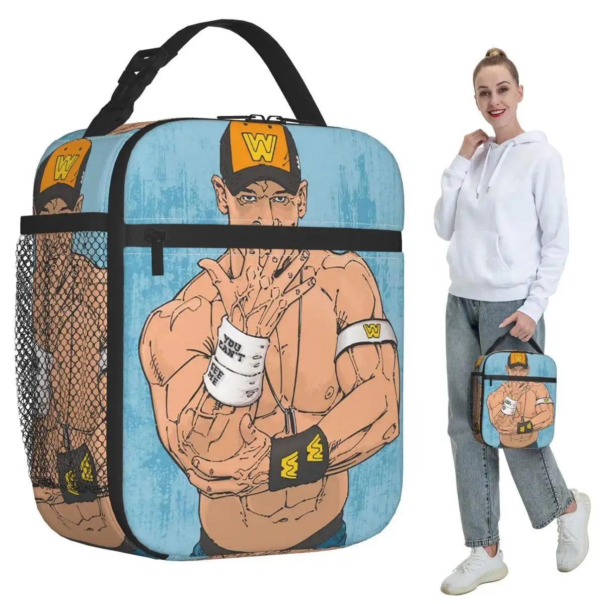 John Cena Respect Earn It Cartoon Wrestler Insulated Lunch Bag for Women Office Cooler Thermal Food Box Tote Lunch Boxes