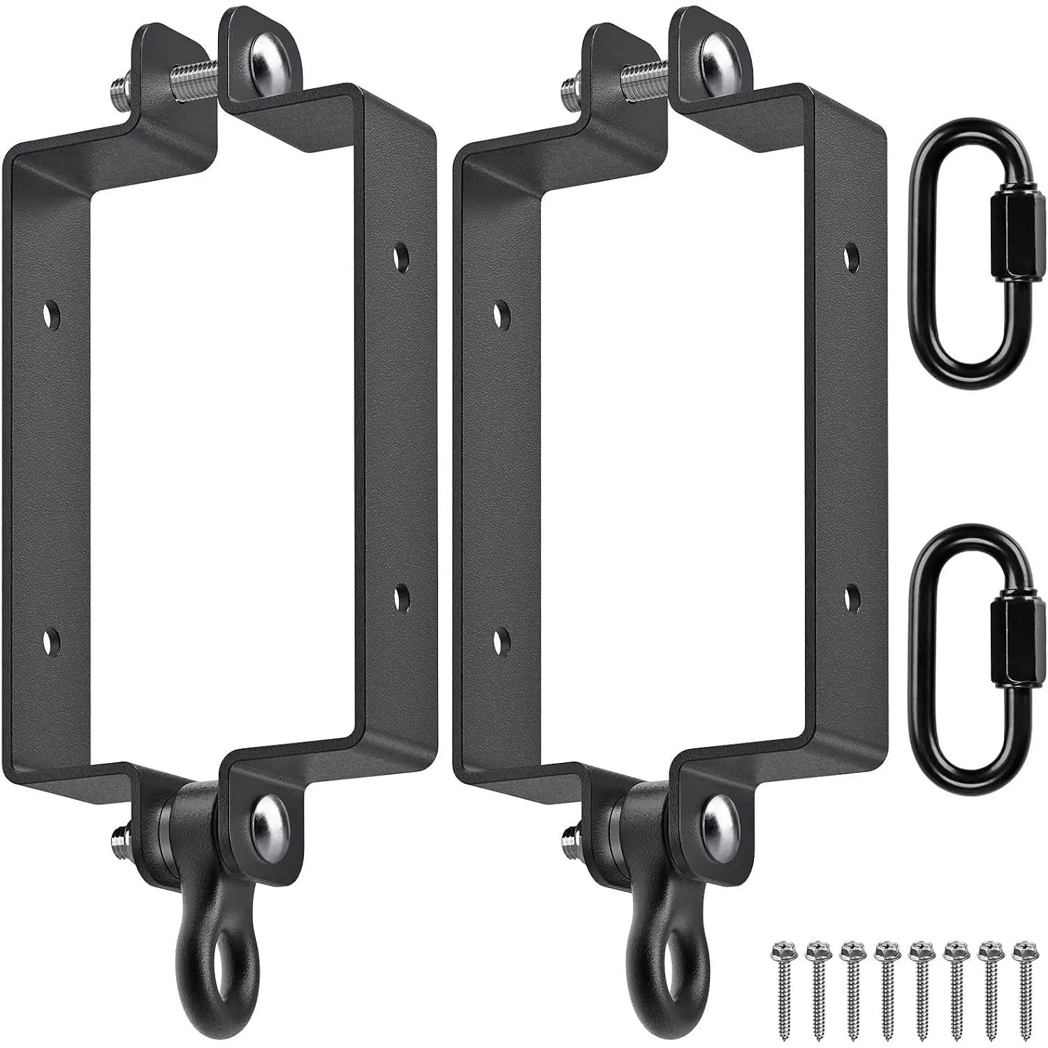 Heavy Duty Swing Hangers, 800lb Capacity Swing Set Accessories for 4x6 Wood Beam, Rust-Proof Metal Porch Swing Hanger for Playground, Porch Swing, Hammock & Punching Bag (Black, 2 Pcs)