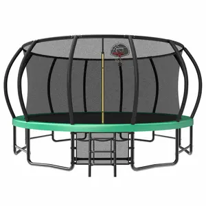 16FT Outdoor Trampoline for Kids and Adults, Pumpkin Trampolines with Curved Poles,Heavy Duty Trampoline Anti-Rust Coating ASTM Approval