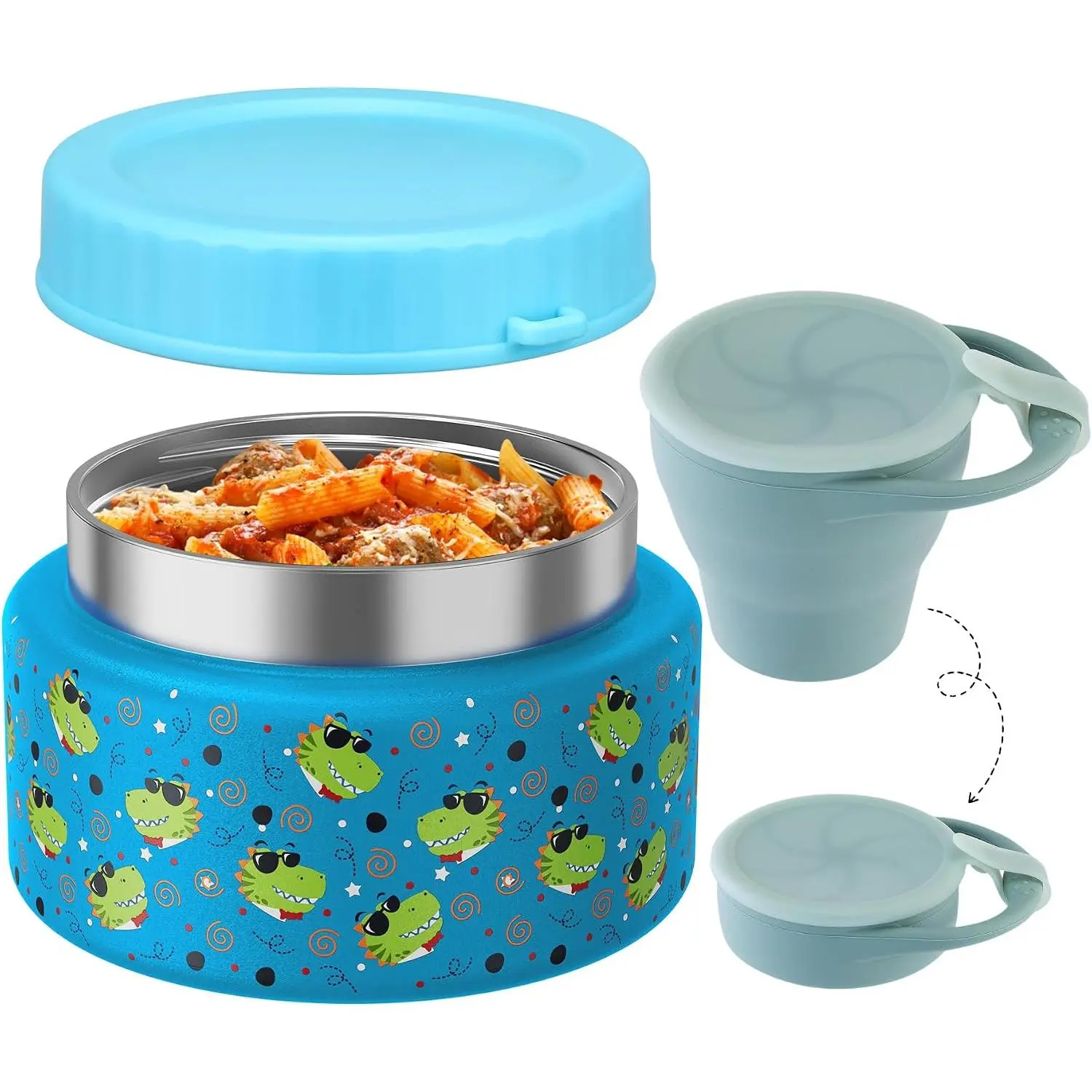 10oz Soup Thermo for Hot   Snack Cup Set for  Lunch Thermo Leak-Proof Vacuum Stainless Steel Wide Mouth  Jar for School Travel