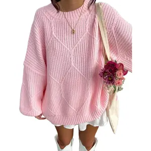 Women's Oversized Crewneck Sweater Chunky Knit Warm Winter Pullover Thick Soft Long Sleeve Top Cozy Casual Loungewear For Fall Season,Trendy