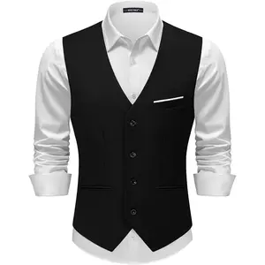 Men's Suit Vests Casual Formal Dress Vest Business Slim Fit Waistcoat Vest with 3 Real Pockets for Suits TuxedoGift.