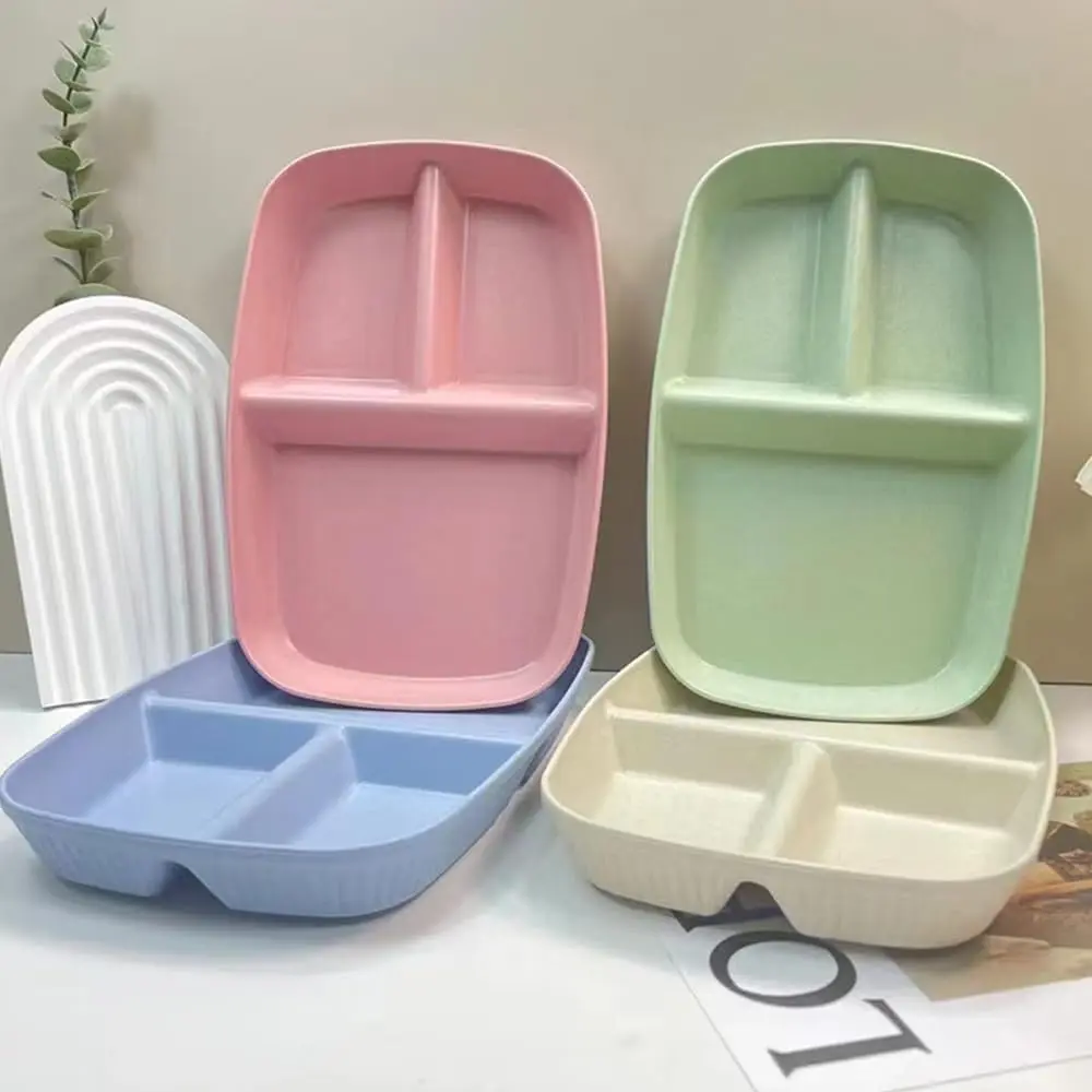 Unbreakable Divided Plates 10.5 Inch 4 count, Wheat Straw Plates,Portion Control Plate Adults, Microwave And Dishwasher Safe,  For Dinner Dishes Kitchen Picnic Party (Classic Series)