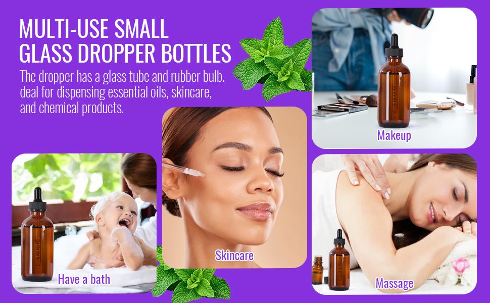 4 oz Dropper Bottles Glass 24Pack, Amber Glass Tincture Bottles with Dropper - Dropper Bottle 4 oz with Funnel/Stickers/Plastic Graduated Pipette (4fl.oz, Set of 24)