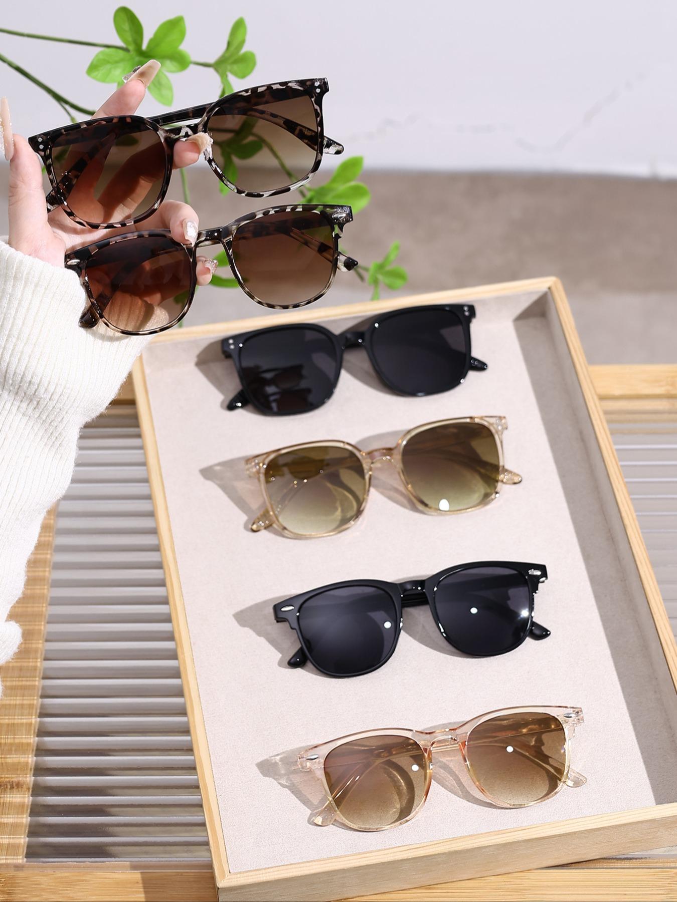 Set of 6 Unisex Stylish Oval Frame Lightweight Durable Sunglasses, Casual Vacation Eyewear for Daily Use, Versatile Summer Accessories for Men and Women