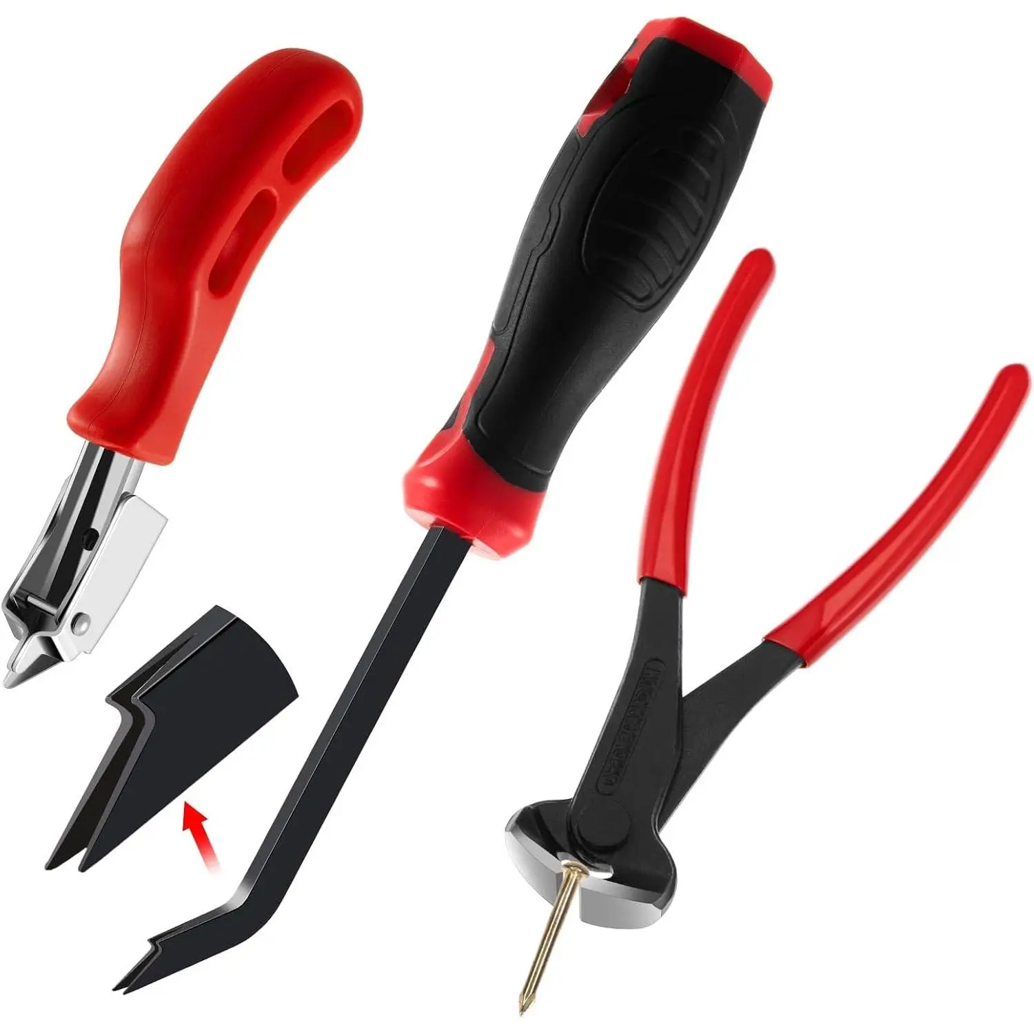 3 count Upholstery Staple Remover Tools Set Including End  Plier, Staple Puller, Tack Lifter  Puller and Staple Remover Tool Set for Furniture Floor Wall  Photo Frame