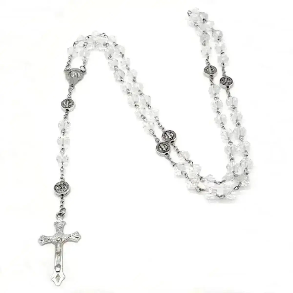 Colorful Crystal Beaded Cross Chain - Stylish Alloy Crucifix Pendant Necklace, Cool Birthday & Holiday Gift for Men and Boyfriend