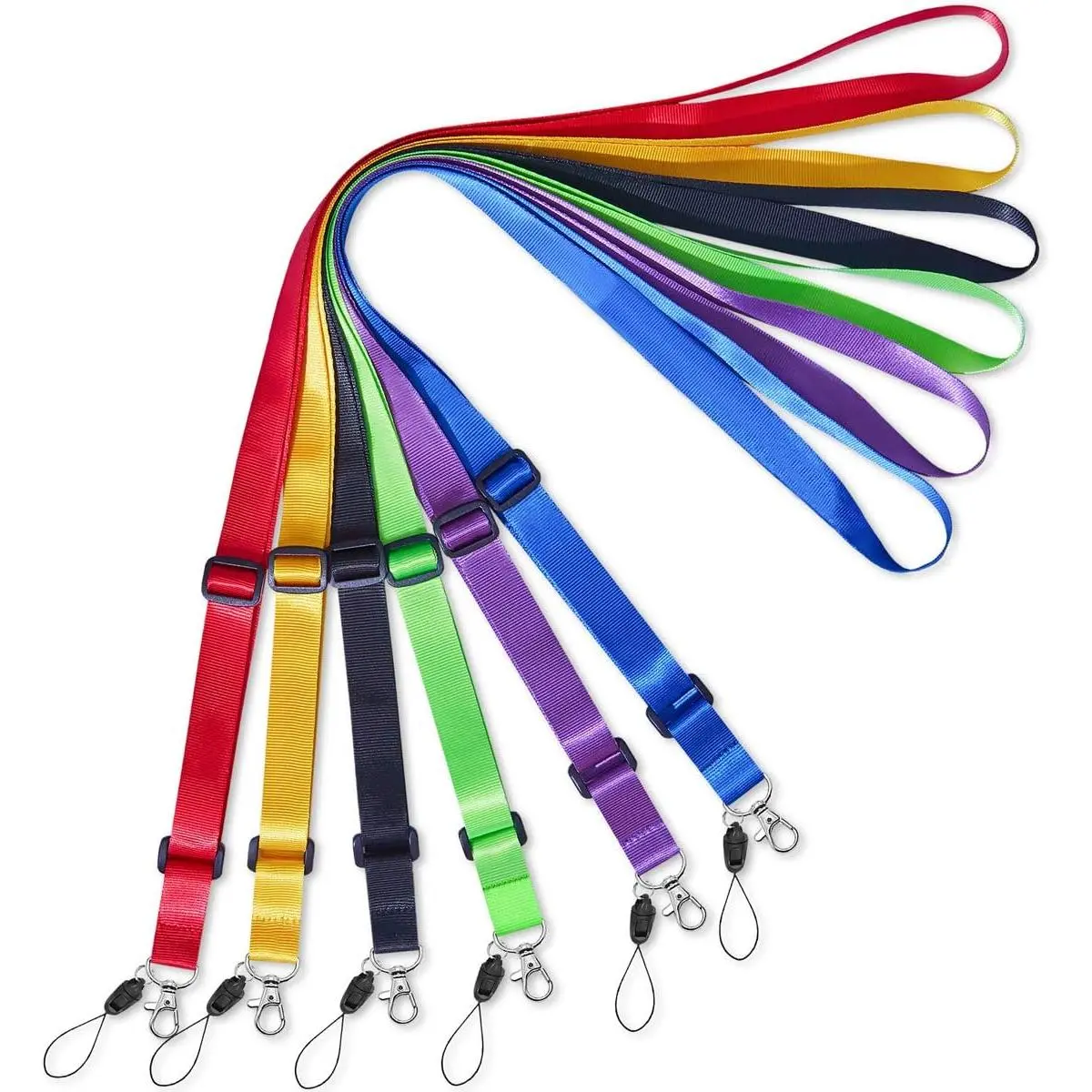 6 count Lanyard Adjustable Extend Length for ID Badges Holder | Lanyard for Women,Men,,Cruise,Ship Name Tag Holder,Blue,,Green,Black,Yellow,Red