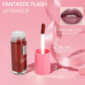 Pearlescent fine glitter mirror water glitter beep glass lip glaze moisturizing and moisturizing clear color rendering flash lip gloss lasting radiance