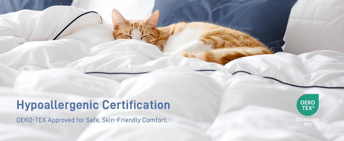 Hypoallergenic All Season Lightweight Softness Down Comforter, King Size (106"x90") White Feather Down Comforter or Duvet Insert, Machine Washable,Oeko-TEX Certified