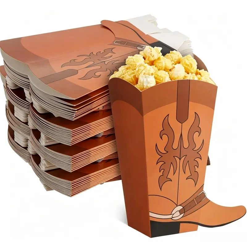 24PCS Cowboy Boot Popcorn Boxes - Western Theme Party Favors, Birthday Decorations, Candy & Snack Containers - Empty & Reusable for Kids' Parties, Bridal Showers, Country-Themed Events