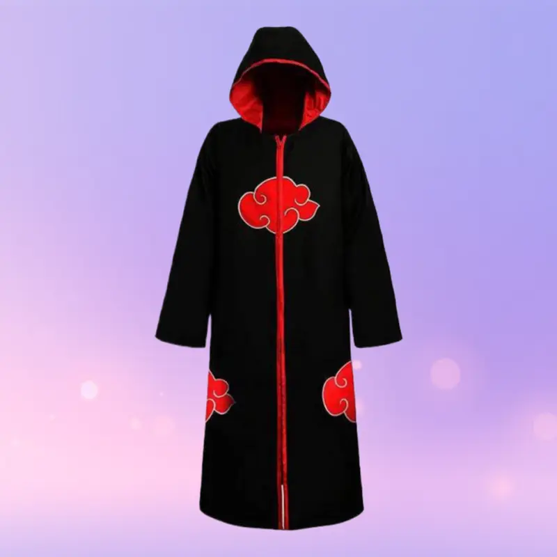 Akatsuki Red‑Cloud Cloak Cosplay Outfit Uchiha Itachi Cape for Halloween Anime Stage Performance Events