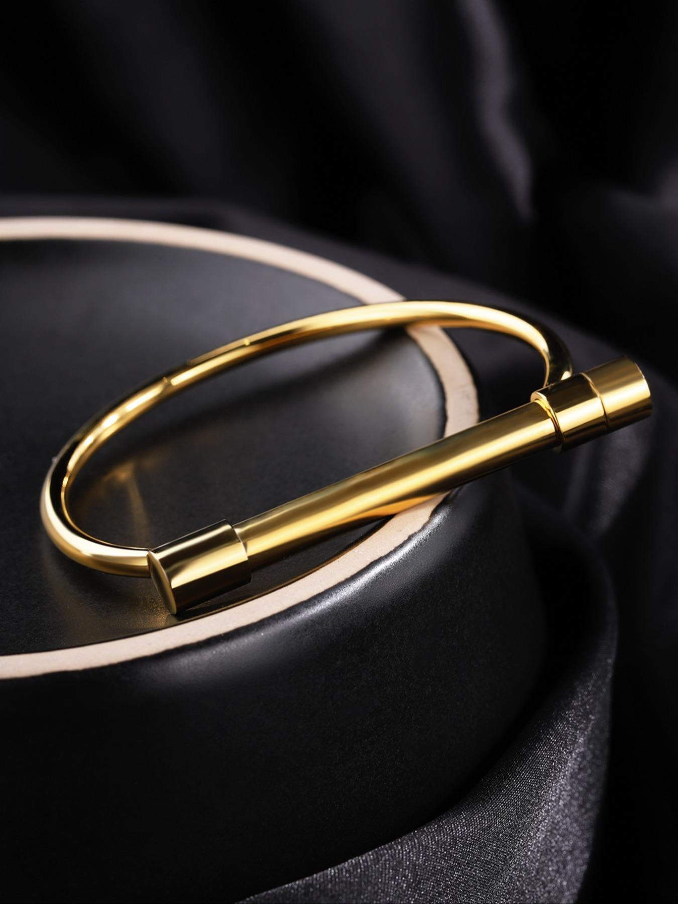 Unisex Street Style Horseshoe Shaped Trendy Stack Bangle, Trendy Minimalist Elegant Bangle Bracelets, Fashionable Vintage Jewelry for Women & Men As Gift, Modern Fashion Accessories, Stainless Steel Bracelet