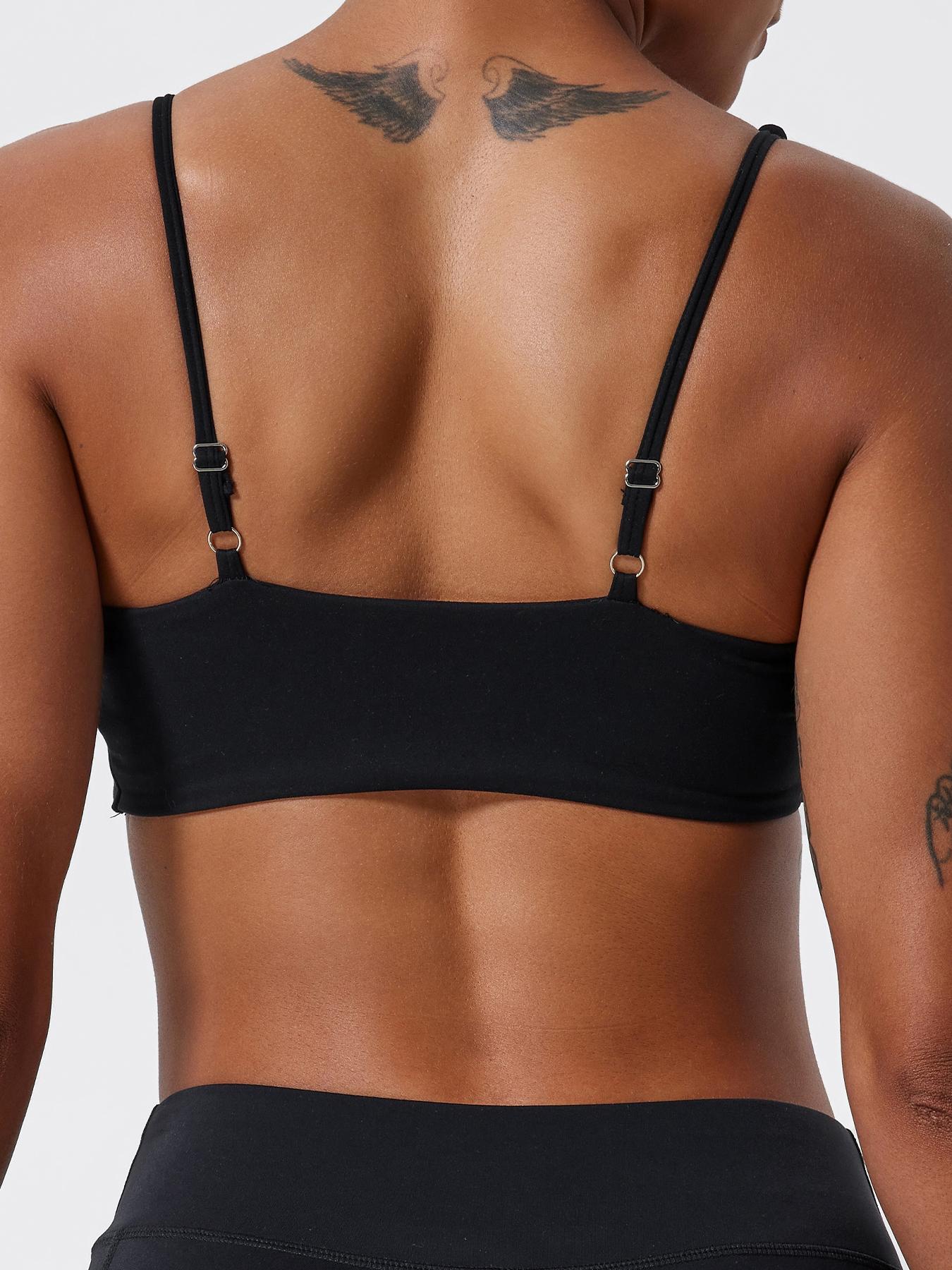 Women's Solid Twist Front Sports Bra, Casual Comfy Breathable High Stretch Yoga Bra, Ladies Sportswear for Indoor Outdoor Wear, Gym Clothes, Activewear, Workout Clothes, Workout Bras