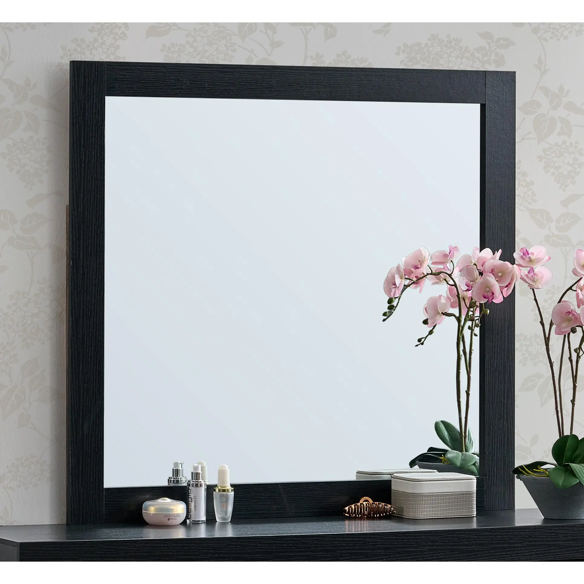 Nokaa Minimalist Lightweight Frameless Plano Black Self-Adhesive Acrylic Mirror Tile Wall Sticker, Decorative Tiles Sticker for Bedroom, Living Room Home Decor, 1 Piece with Multiple Options