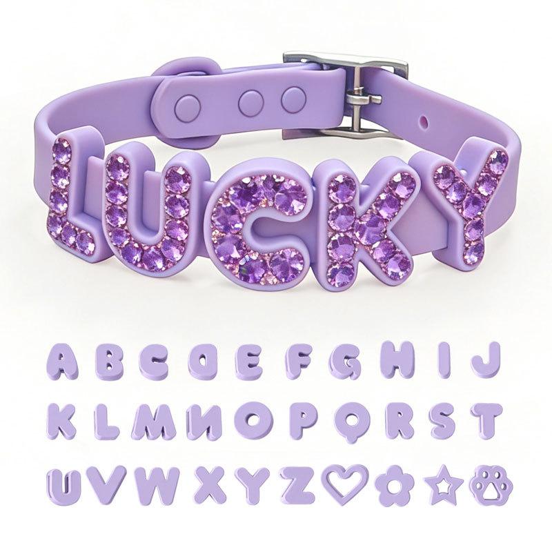 Silicone Dog Collar Pet Name DIY 26 Letters Cartoon Silicone Beads Cat Pet Collar