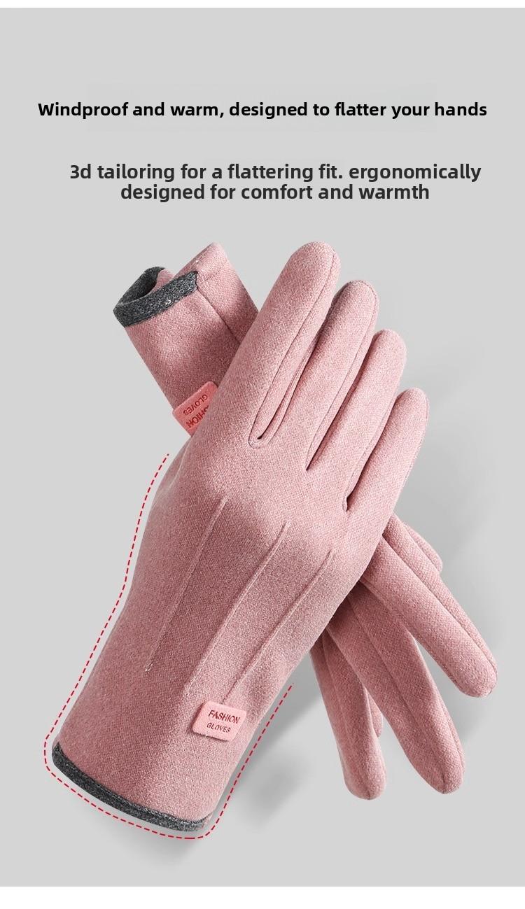 Men's and women's German velvet gloves autumn and winter outdoor riding cold-proof cotton cashmere fleece driving bicycle warm gloves