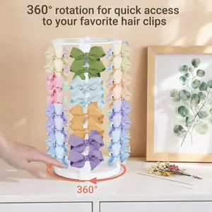 Hair Clip Organizer Rack, Butterfly Knot Storage Holder, Desktop 360 Degree Rotating Hair Accessory Stand, Display Shelf