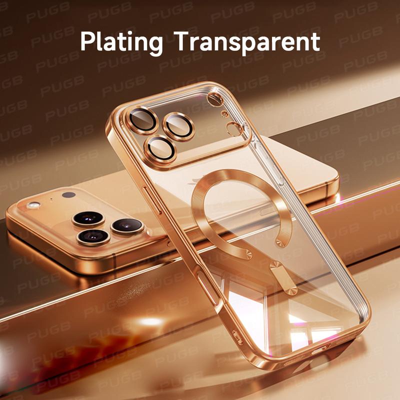 Premium Magnetic Wireless Charging Phone Case for iPhone 11 12 13 15 16 17 Pro Max & Air Plus with Camera Lens Protection Shockproof Clear Soft Cover