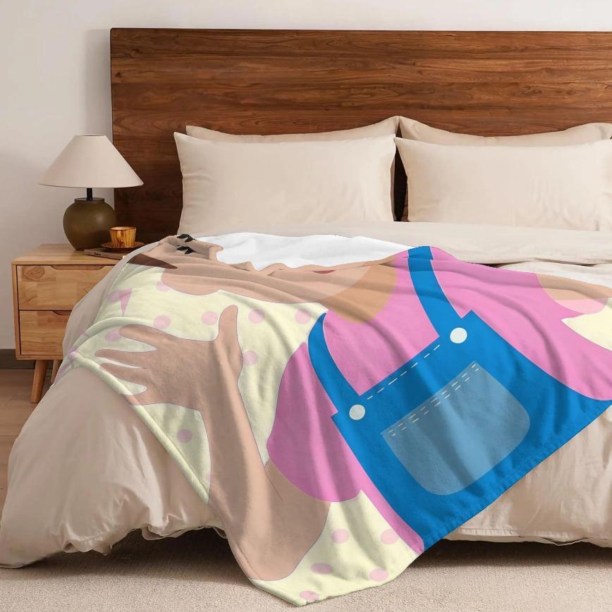 Rachel Peek-A-Boo Creative Design Flannel Blanket Artistic Style Machine Washable Super Soft Throw for Kids Adults Bed Sofa Birthday Gift