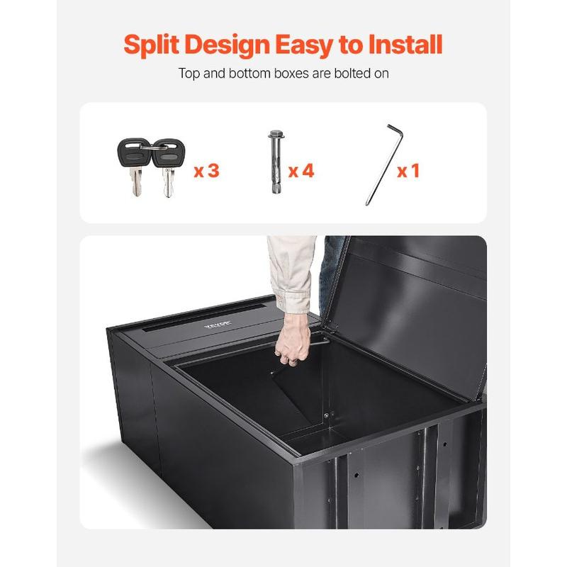 VEVOR Package Delivery Boxes for Outside, 38.6 in Mailbox for Parcel with Lock, Galvanized Steel Package Drop Box with Anti - Theft Design, Weather - Resistant Package Mailbox for Home and Office, Black