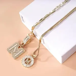 2-Pack Initial Letter Pendant Necklaces – 14K Gold Plated Alphabet Jewelry with Adjustable Chain (17''–19''), Elegant Personalized Set for Women, Valentine’s Gift, Friendship & Daily Wear