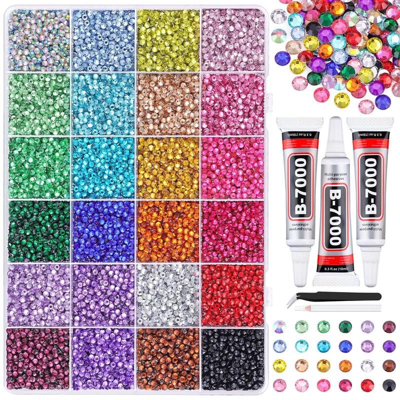 32000Pcs 40 Colors Jelly Rhinestones 3mm Multicolor Resin Flatback Gems for Diamond Art Bedazzler Kit with 3Pcs 10ml B7000 Jewelry Glue for Crafting Book Shoes Nail Art Glitter Bedazzling valentine's gift for bf valentine gifts valentine's classroom gifts