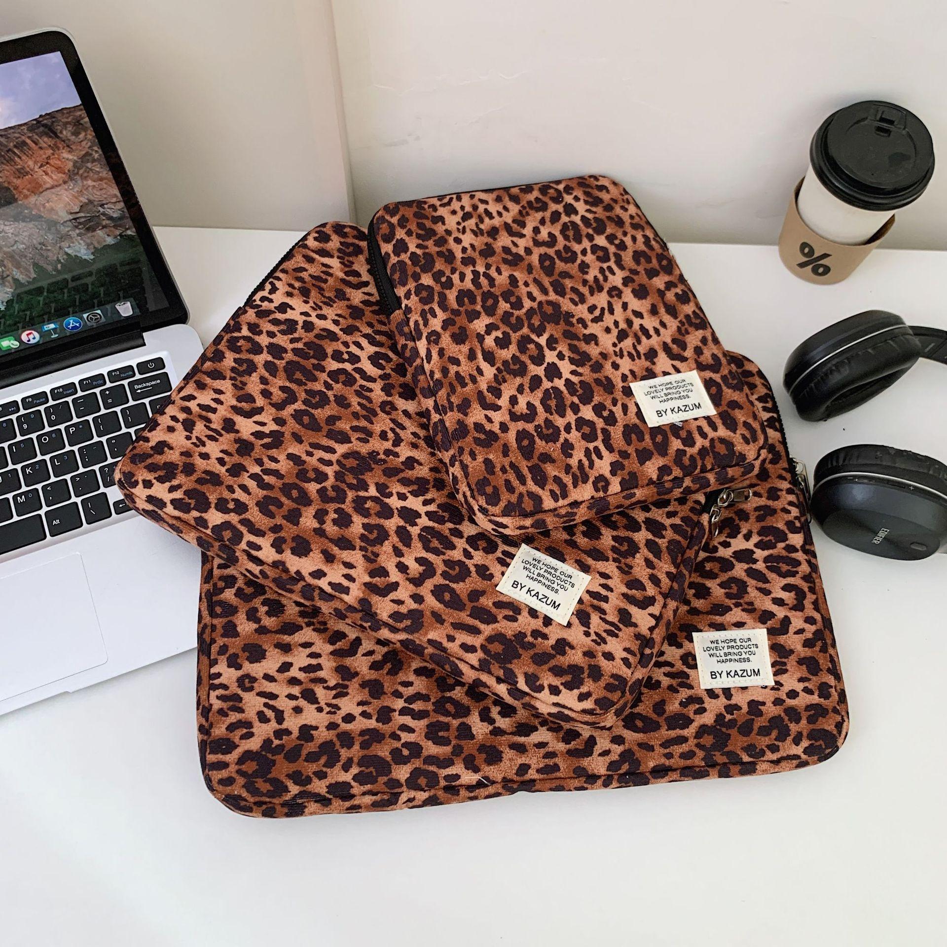 Leopard Print Laptop Sleeve For Ipad Air6 Pro11 Macbook Air13.3 13.6 Pro14 15 Dell Huawei Samsung 15.6 16 Inch Shockproof Bag