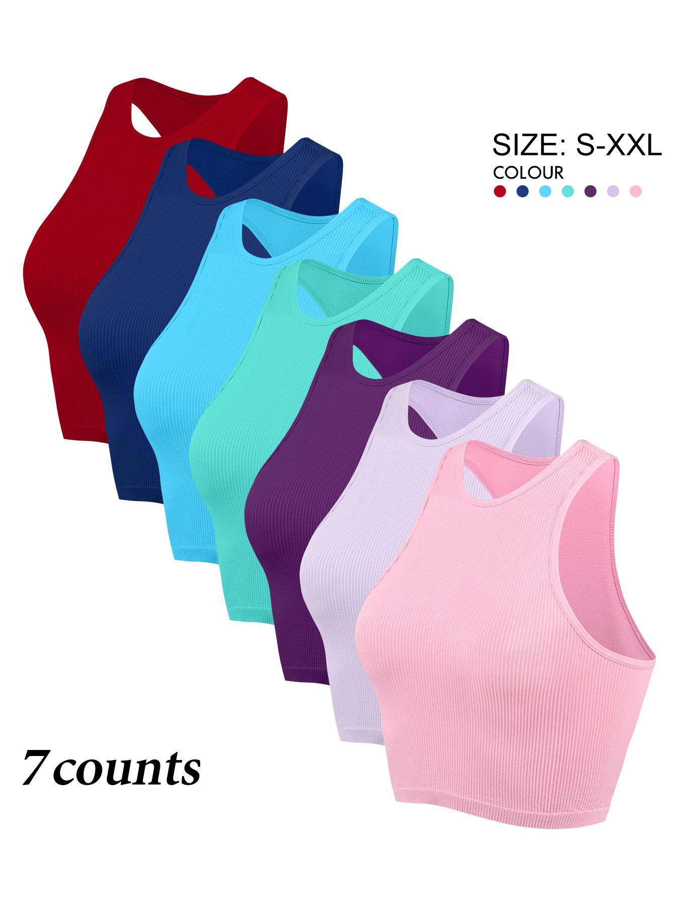 Women's Solid Color Racerback Sports Slim Fit Tank Top, Comfortable Breathable Round Neck Sleeveless Undershirt, Gymclothes, Ladies Sportswear for Indoor Outdoor Wear, Workout Clothes, Athletic Style Activewear, Activewear