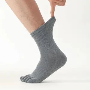 Anti-Slip Men's Pilates Socks Five Toe Silicone Non-Slip Yoga Socks Breathable Ballet  Dance Fitness Sports Cotton Sock