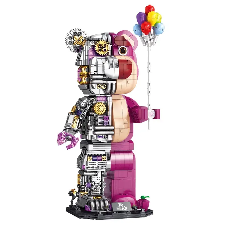 1729 PCS Semi-Mechanical Bear Building Blocks, Tech Assembly Model, Gear Interaction Details, Large Challenge Toy, Birthday Gift for Kids, Stem Building Block