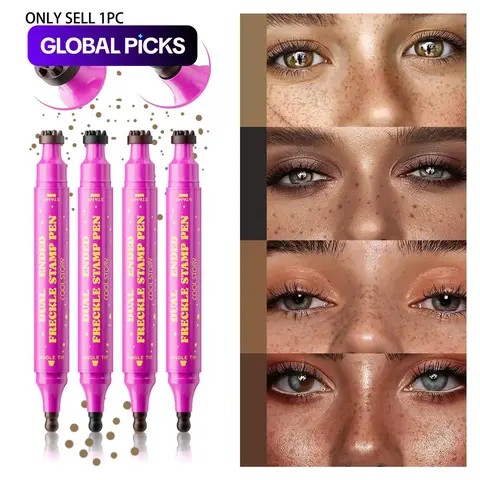 Natural Freckle Pumpkin Head 3-In-1 Dual Tip Stamp Pen, Makeup Quick Dry Waterproof, 4 Colors, Natural Tone, Easy to Apply, Long-Lasting, Gentle Formula #GLOBAL PICKS