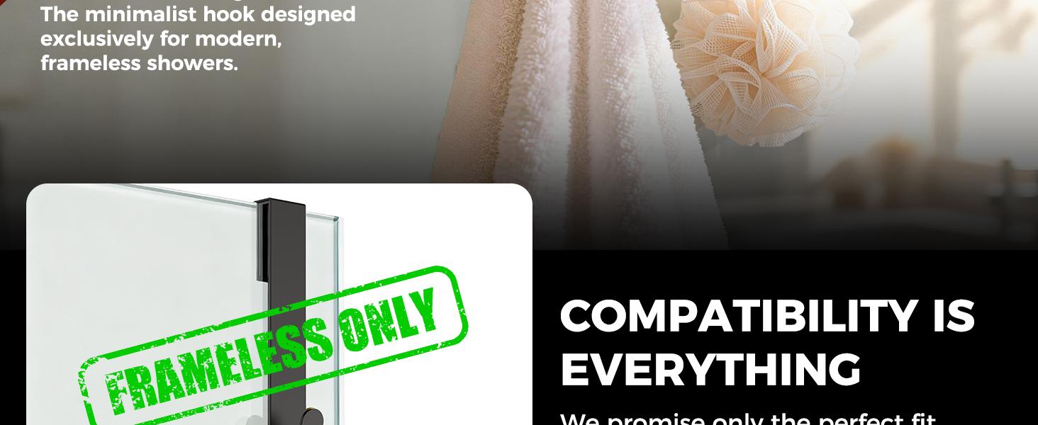 Shower Door 8 Inch,Extended Shower for Towels,Over the for Frameless Door (Black,2 Pack)