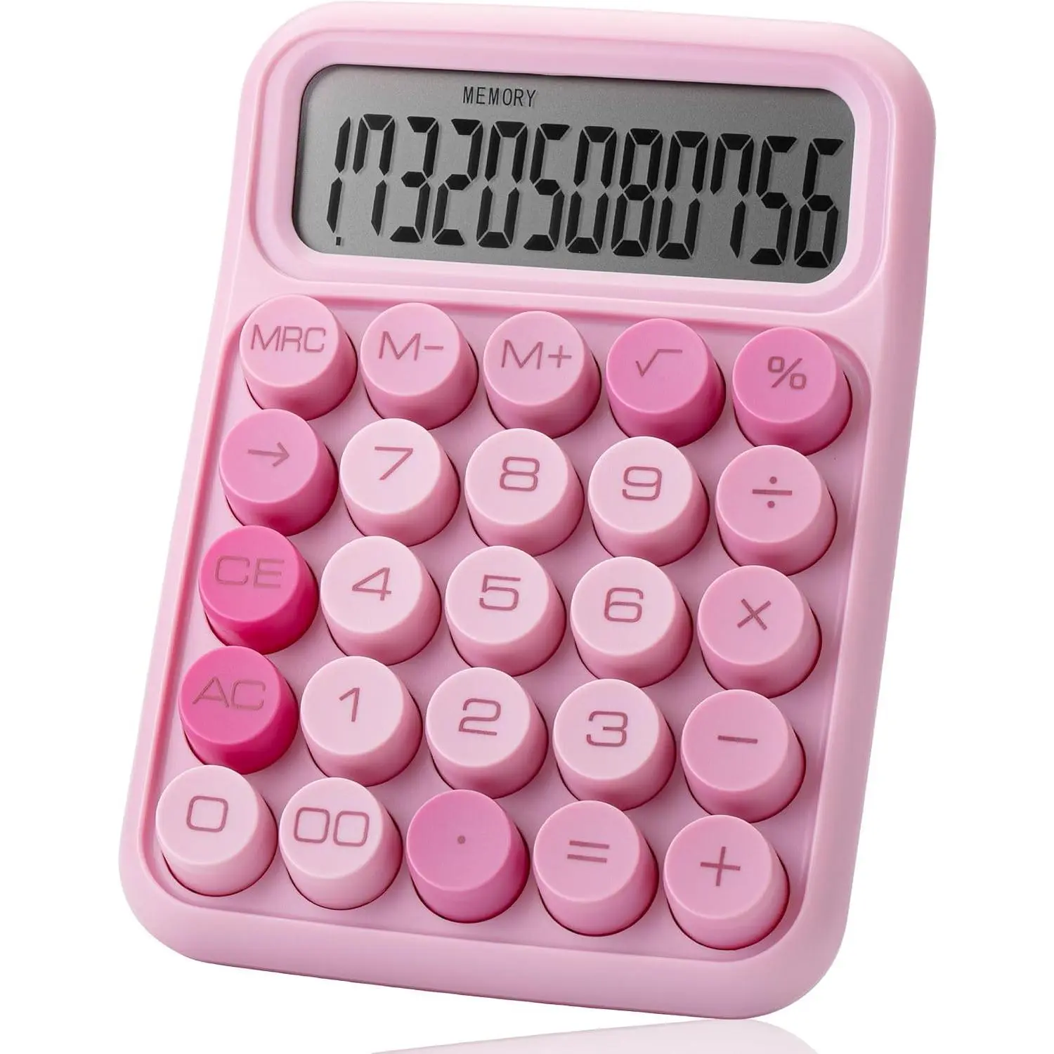 Compact Synthetic Mechanical Calculator, 12-Digit Large LCD Screen, Big Buttons, High Visibility Display, Memory Recall Function for Office Use