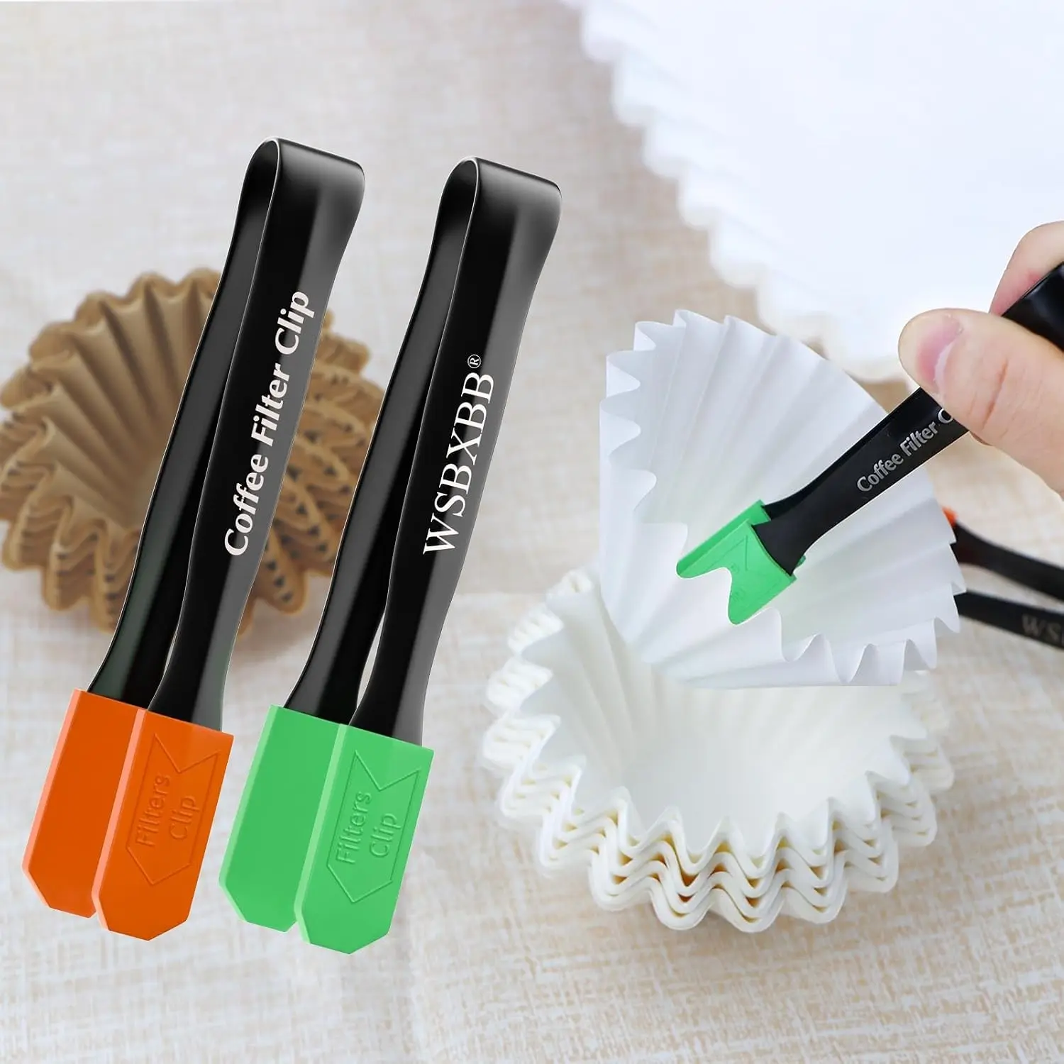 2 Pack Coffee Filter Separator Tool Clips - Orange & Green Practical Coffee Brewing Kitchen Accessories